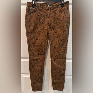 Kancan Womens Size 29 Anastasia High Rise Super Skinny Jeans Brown Snake Print